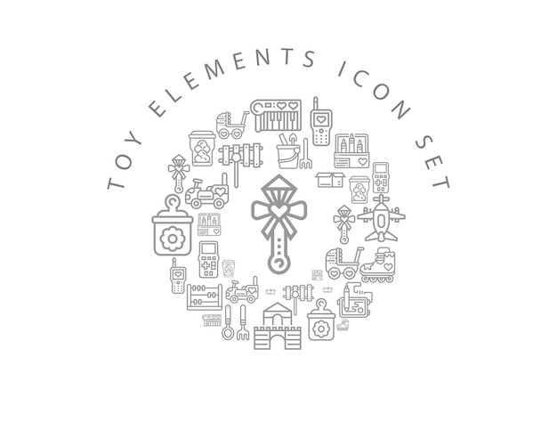 Toy elements icon set design