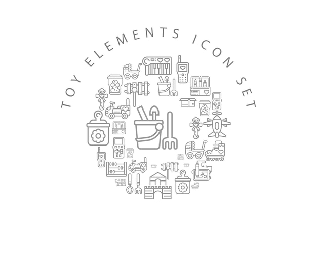 Toy elements icon set design