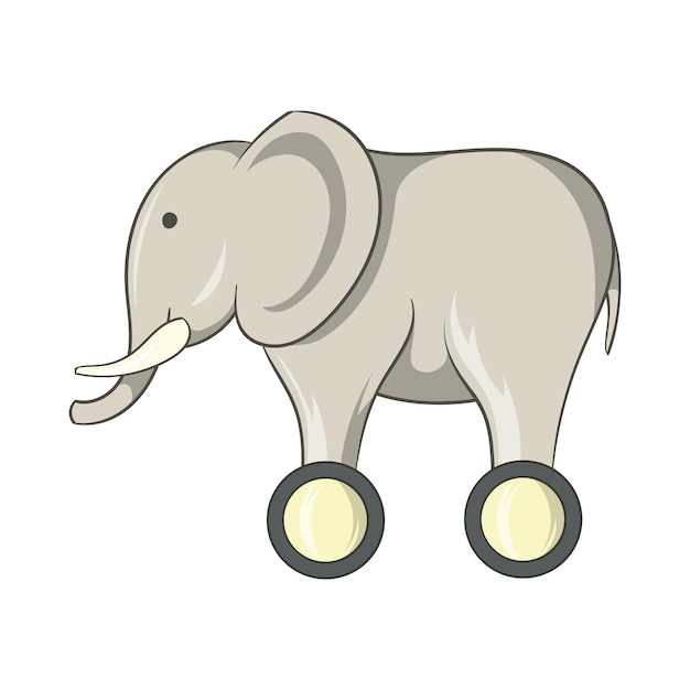 Toy elephant on wheels icon in cartoon style isolated on white background Games and toys symbol