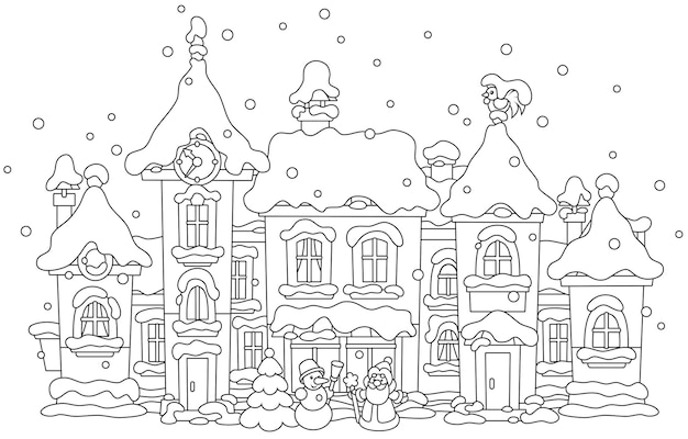 toy houses of a pretty small town covered with snow on Christmas