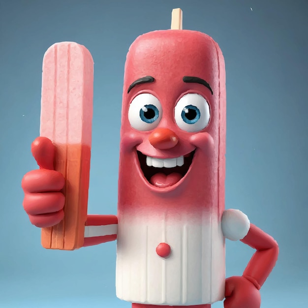 Vector toy ice cream cone with a toothbrush in its mouth