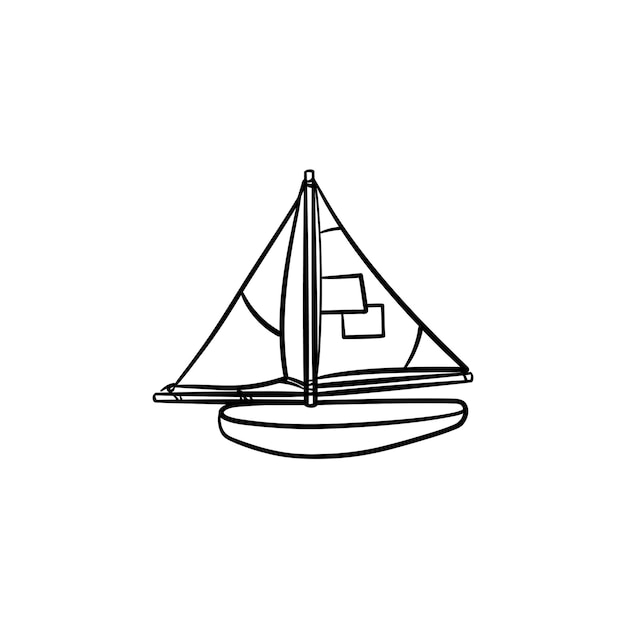 Toy model of a sailing ship hand drawn outline doodle icon. Souvenir sea ship model vector sketch illustration for print, web, mobile and infographics isolated on white background.