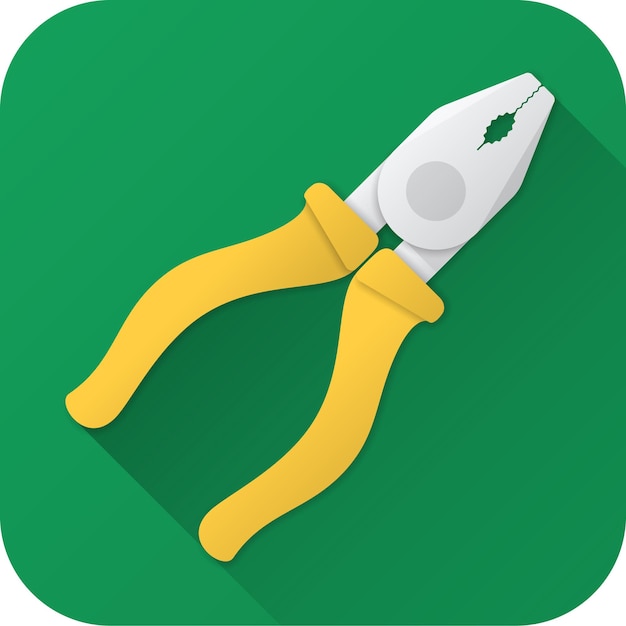 Toy pliers in flat design with long shadow Vector illustration icon