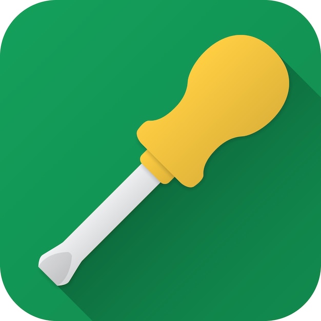 Toy screwdriver in flat design with long shadow Vector illustration icon