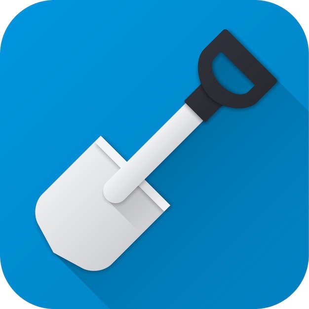 Toy shovel in flat design with long shadow Vector illustration icon