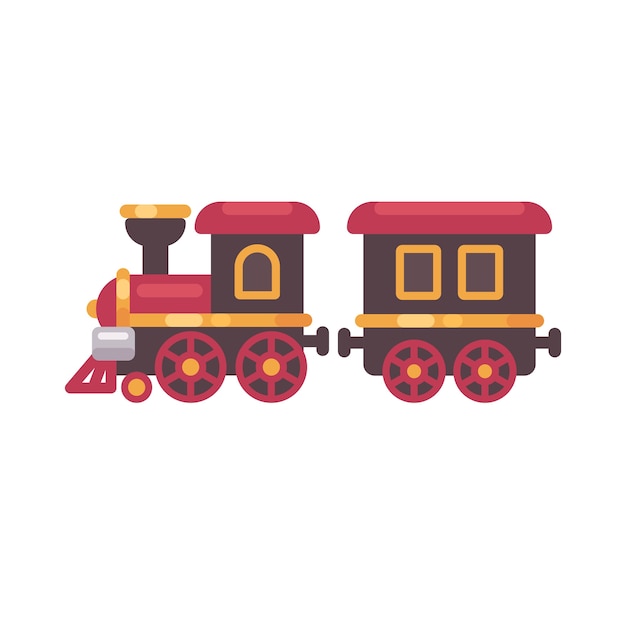 Toy train flat illustration. Christmas present icon