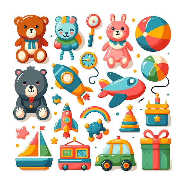 toys and Kid toys icon set flat style vector illustration