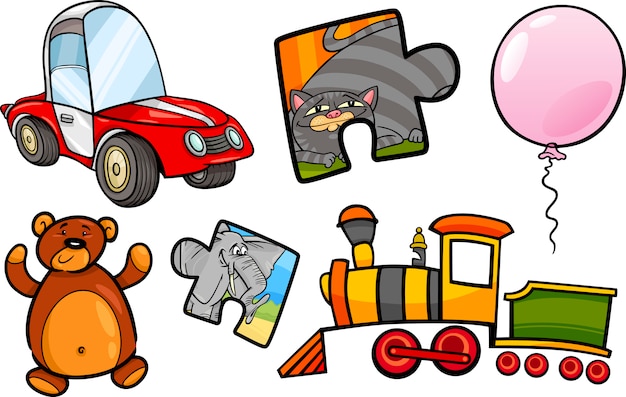 toys objects cartoon illustration set