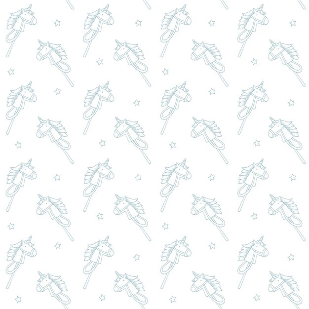 Toys unicorn vector seamless pattern on blue background