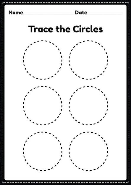 Trace the circle worksheet for kindergarten and preschoolers kids for educational activities