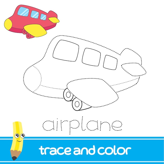 trace and color airplane