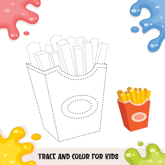 Trace and color for childrens with illustration