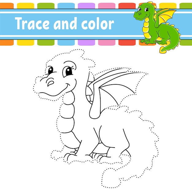 Trace and color Coloring page for kids