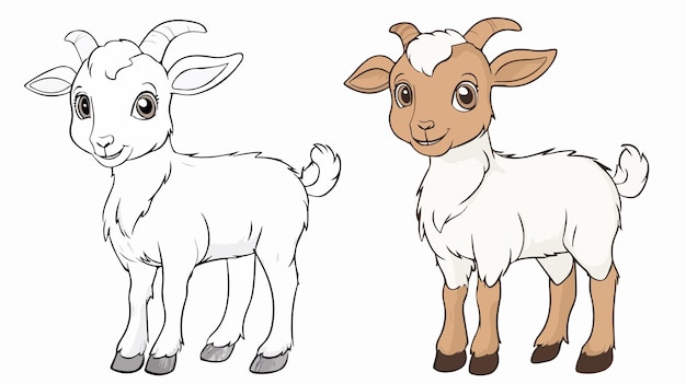 Trace and Color Cute Goat Worksheet for Kids