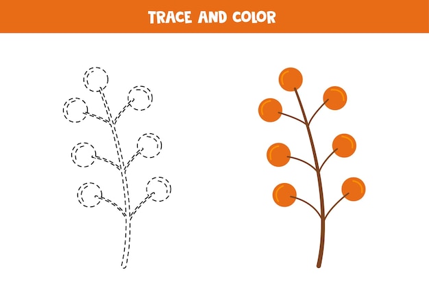 Trace and color cute hand drawn leaf Worksheet for children