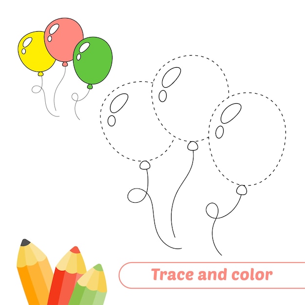 Vector trace and color for kids balloons vector