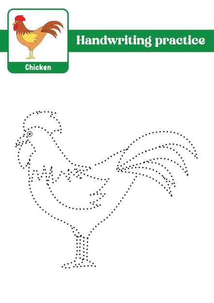 Trace and color for kids Chicken vector