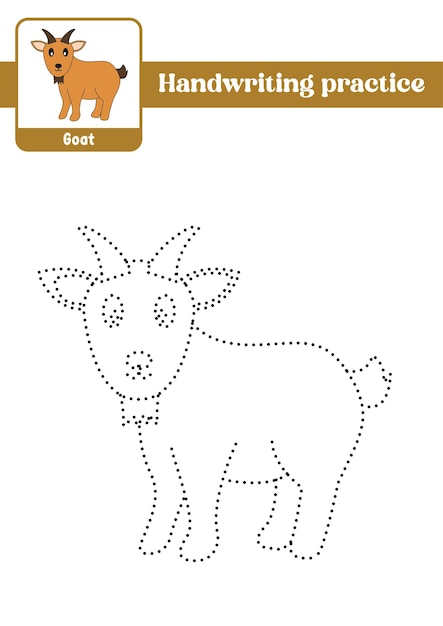 Trace and color for kids goat vector