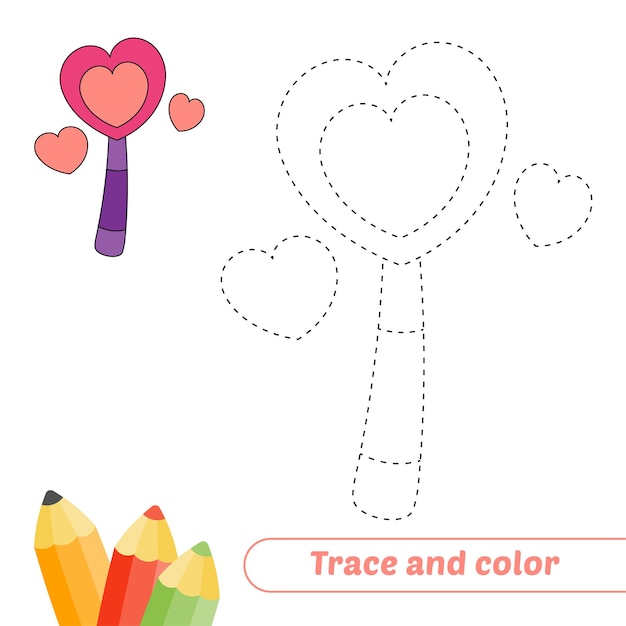 Trace and color for kids magic stick vector