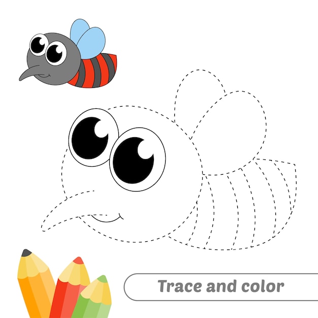 Trace and color for kids mosquito vector