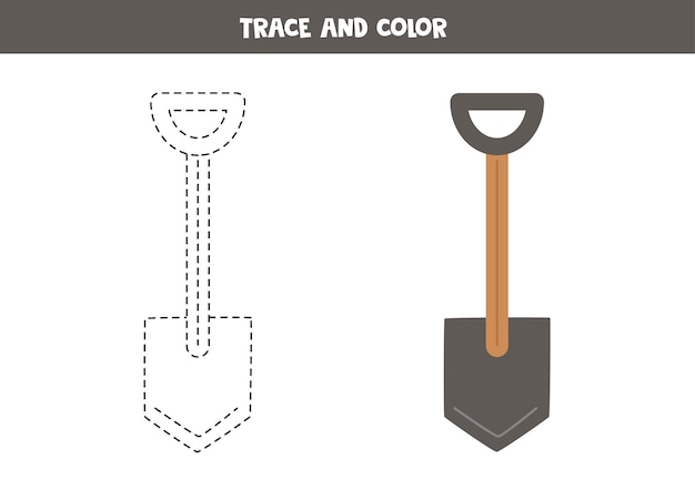 Trace and color shovel Worksheet for children