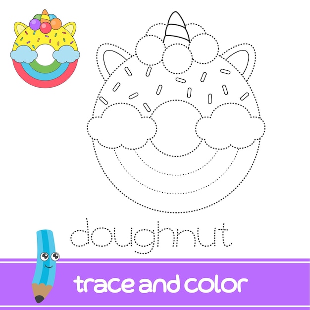 trace and color unicorn donut