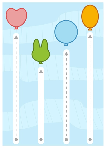 Trace the dotted lines to balloons education game for children