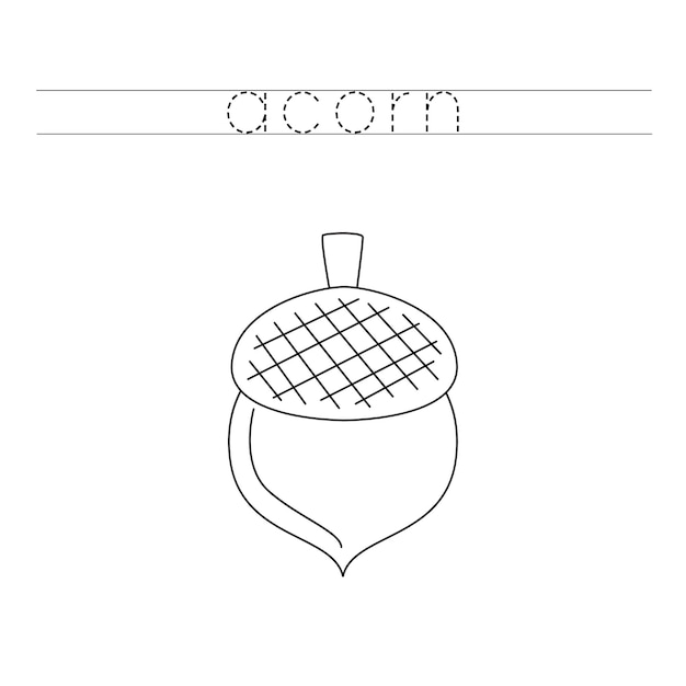 Trace the letters and color acorn Handwriting practice for kids