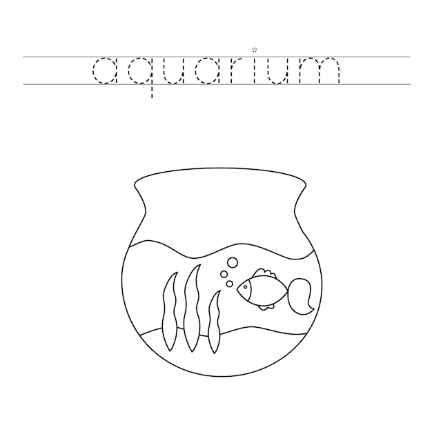 Trace the letters and color aquarium Handwriting practice for kids