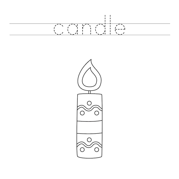 Trace the letters and color candle Handwriting practice for kids