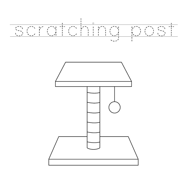 Trace the letters and color scratching post Handwriting practice for kids