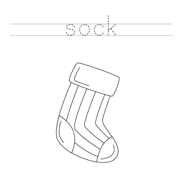 Trace the letters and color warm sock Handwriting practice for kids