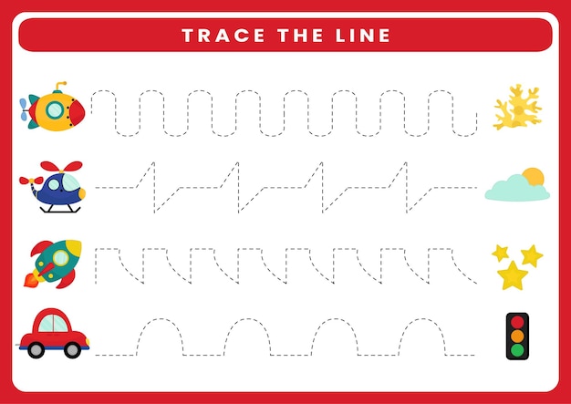 Trace the line worksheet for kids