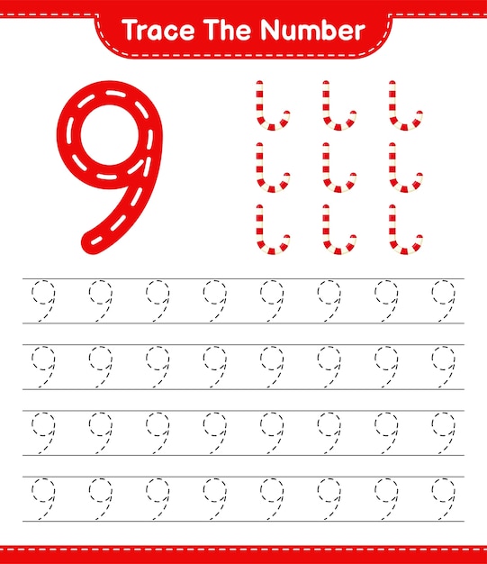 Trace the number educational worksheet