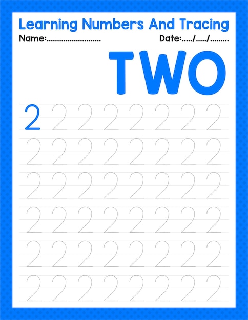 Trace The Number Two Beginning Tracing Math Preschool Kid Activity Sheet Pre K Back To School