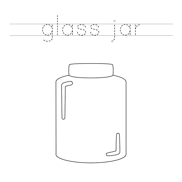 Trace word and color black and white glass jar