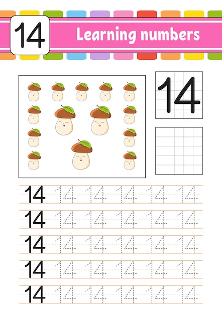 Trace and write numbers Handwriting practice Learning numbers for kids Education developing worksheet