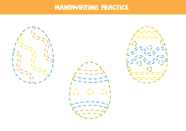 Tracing contours of cartoon Easter eggs Handwriting practice