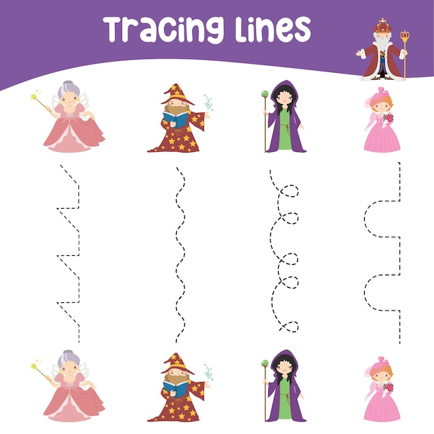 Tracing lines activity for children Tracing worksheet for kids Educational printable worksheet