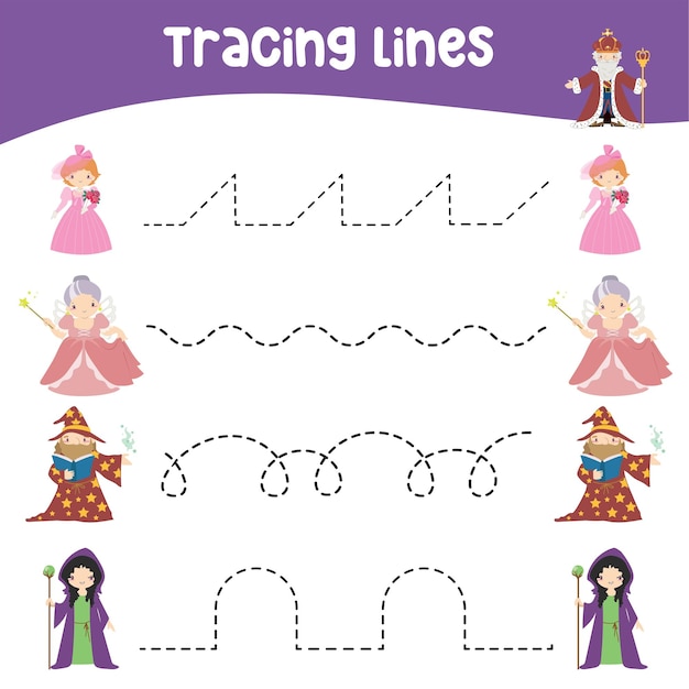 Tracing lines activity for children Tracing worksheet for kids Educational printable worksheet