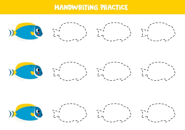 Tracing lines for kids Cartoon reef fish