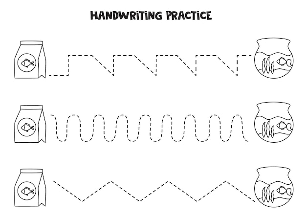 Tracing lines for kids Fish tank Writing practice