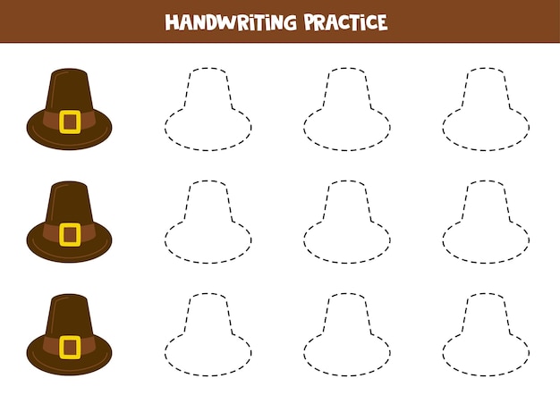 Tracing lines for kids Hand drawn Thanksgiving hats Writing practice