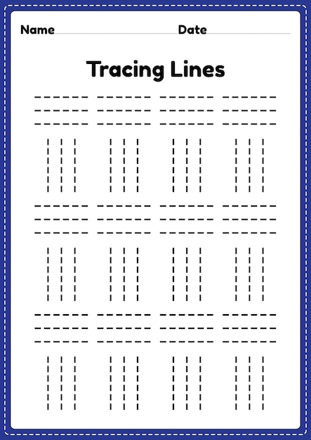 Tracing lines worksheet for kindergarten and preschool kids for educational activities