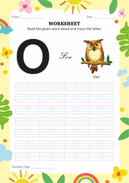 Tracing and reading worksheet for kids letter o