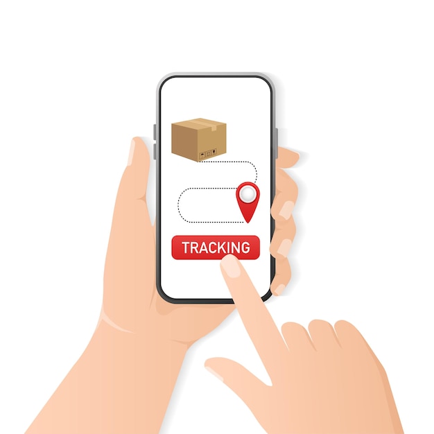 Tracking package smartphone Online delivery service concept online order tracking