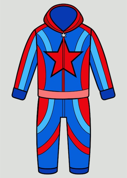 Vector tracksuit of a football youth team with a red and blue pattern of stars vector flat picture