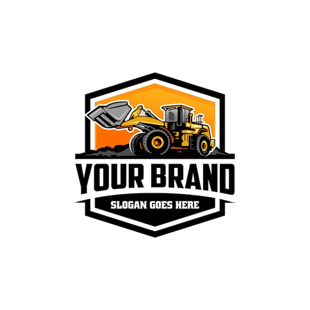 Tractor  backhoe loader logo vector