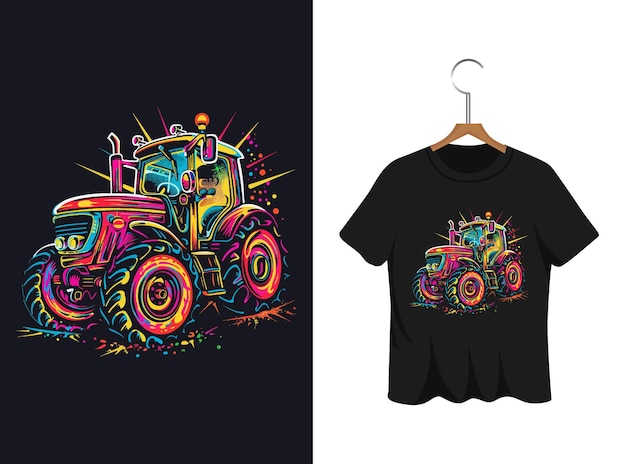 tractor illustration t shirt design artwork