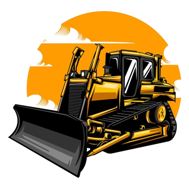 tractor illustration with solid color